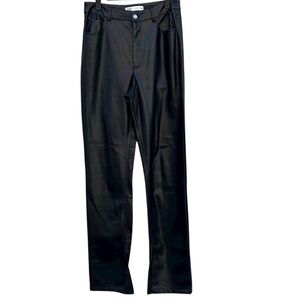 ZARA Women's Split Hem Faux Leather Pants Straight Leg Size 6